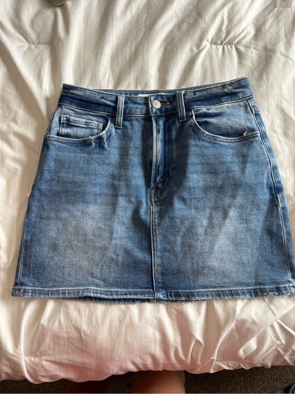 High rise Vervet Denim Mini Skirt